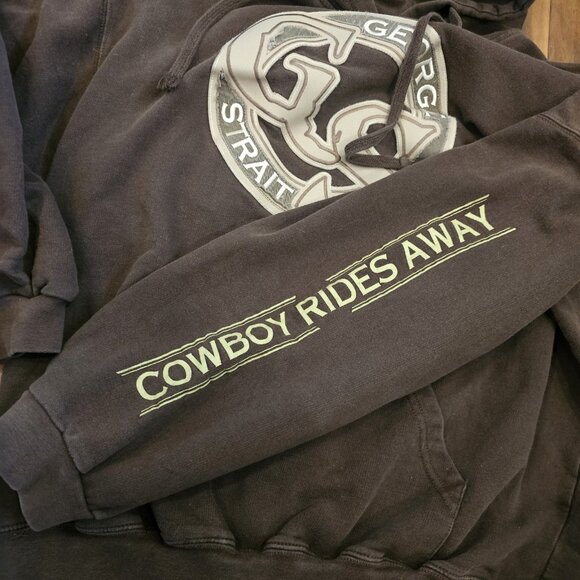 George Strait Hoodie Cowboy Rides Away Pullover Country Music Sweatshirt Sz M - Picture 3 of 9